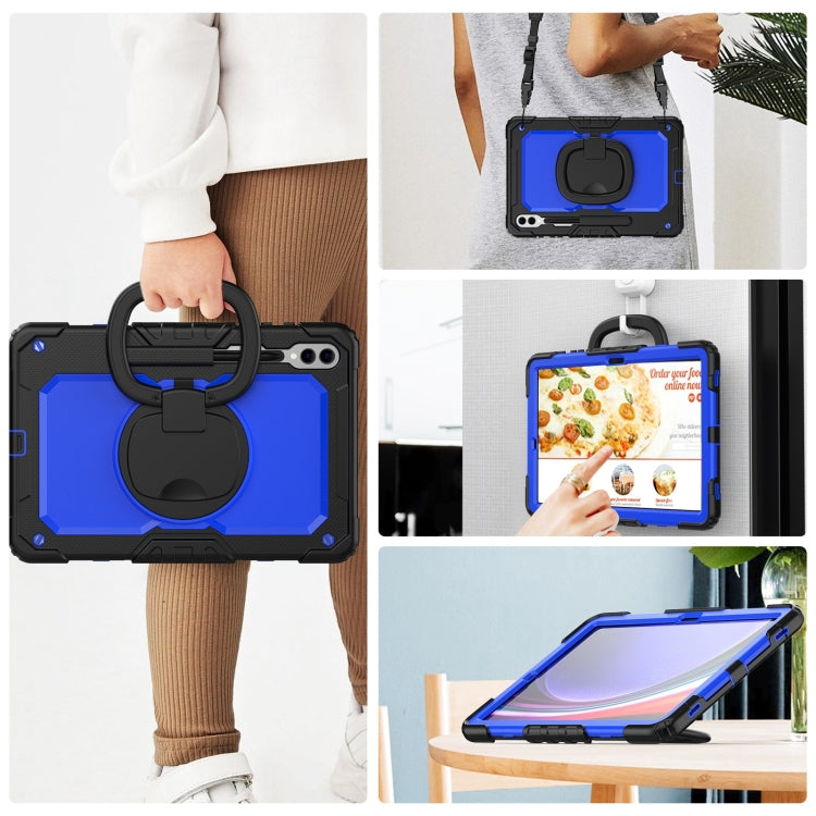 For Samsung Galaxy Tab S9+ / S10+ D Type Silicone Hybrid PC Tablet Case with Handle Holder(Blue PC) by bashfashion