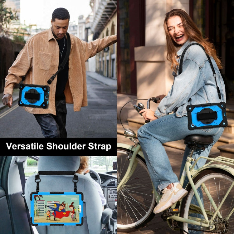 For Samsung Galaxy Tab A9 Contrast Color Robot C2 Silicone Hybrid PC Tablet Case(Black Blue) by bashfashion