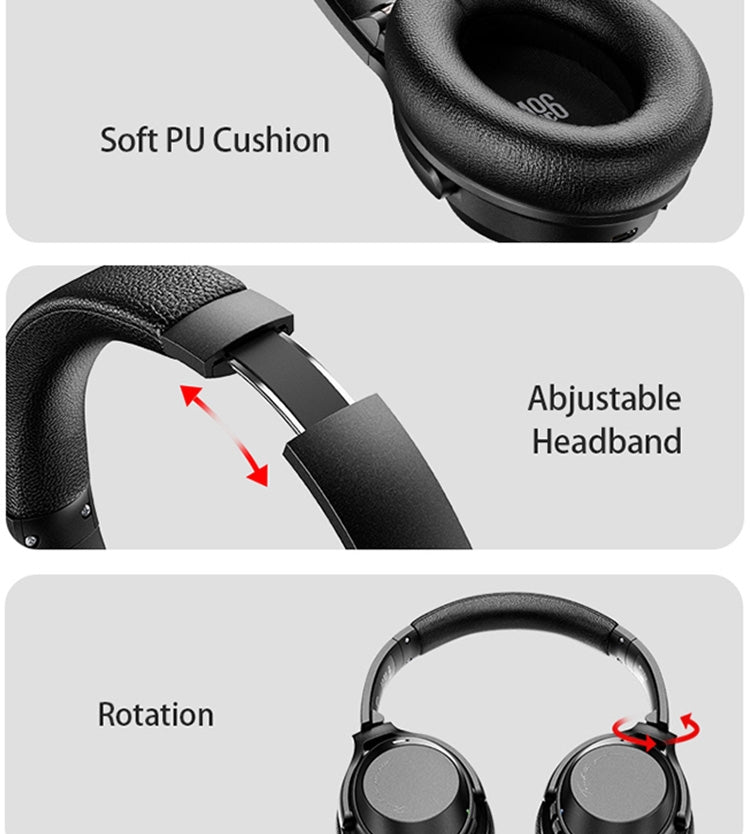 A06 Wireless ANC Noise Canceling Headset Over Ear Bluetooth Headphone(Khaki) by bashfashion