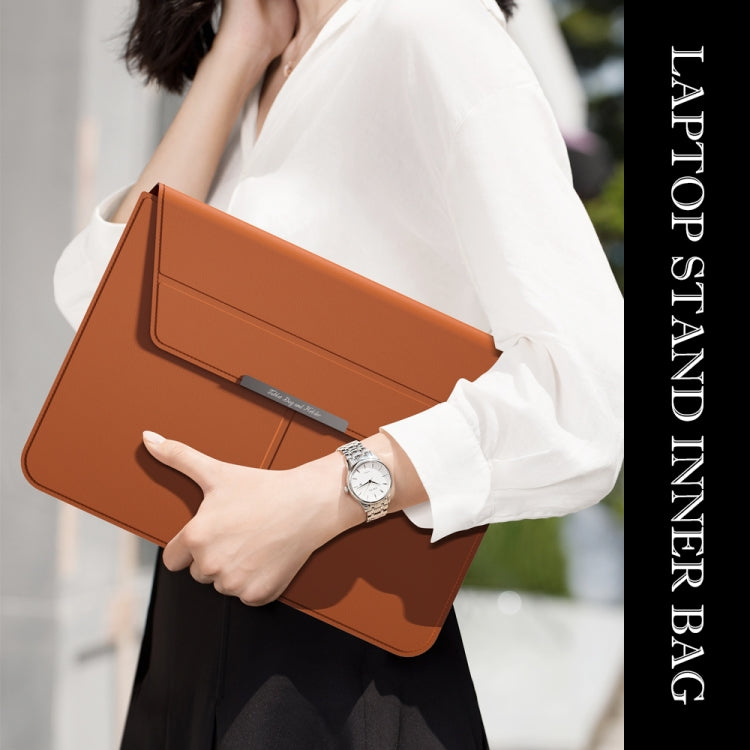 Multifunctional Laptop PU Magnetic Stand Split Liner Bag with Mouse Pad Function, Size:15 inch(Grey) by bashfashion