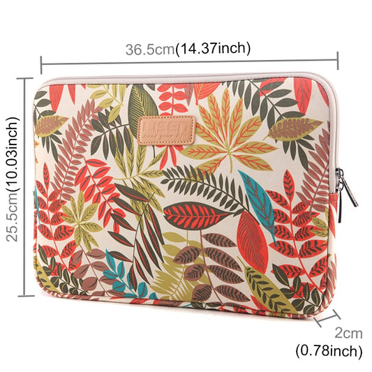 Lisen 14 inch Sleeve Case Colorful Leaves Zipper Briefcase Carrying Bag for Macbook, Samsung, Lenovo, Sony, DELL Alienware, CHUWI, ASUS, HP, 14 inch and Below Laptops(White) by bashfashion