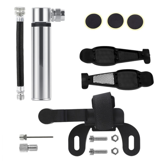 Manual Mini Portable Bicycle Aluminum Alloy Pump + Plastic glue-free tire patch + Tire lever (Silver) by bashfashion