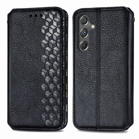 For Samsung Galaxy A15 Cubic Grid Pressed Magnetic Leather Phone Case(Black) by bashfashion