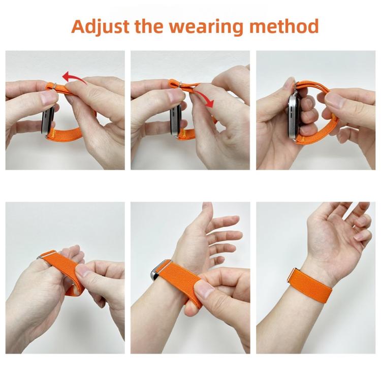 For Apple Watch 42mm / 41mm / 40mm / 38mm Adjustable Single Loop Elastic Nylon Watch Band(Orange) by bashfashion
