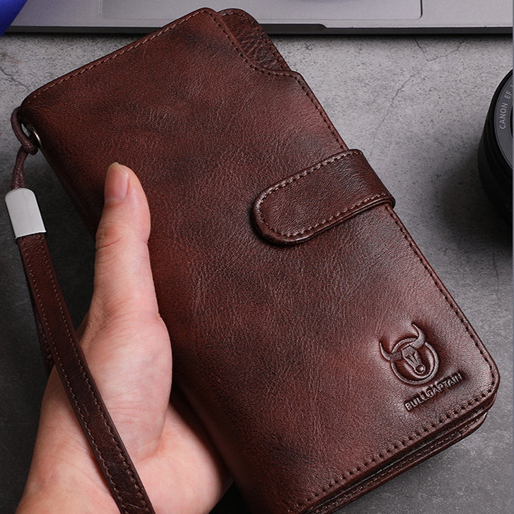 BULL CAPTAIN 028 Long Buckle Retro Cowhide Multi-Function Wallet (Blue) by BULL CAPTAIN