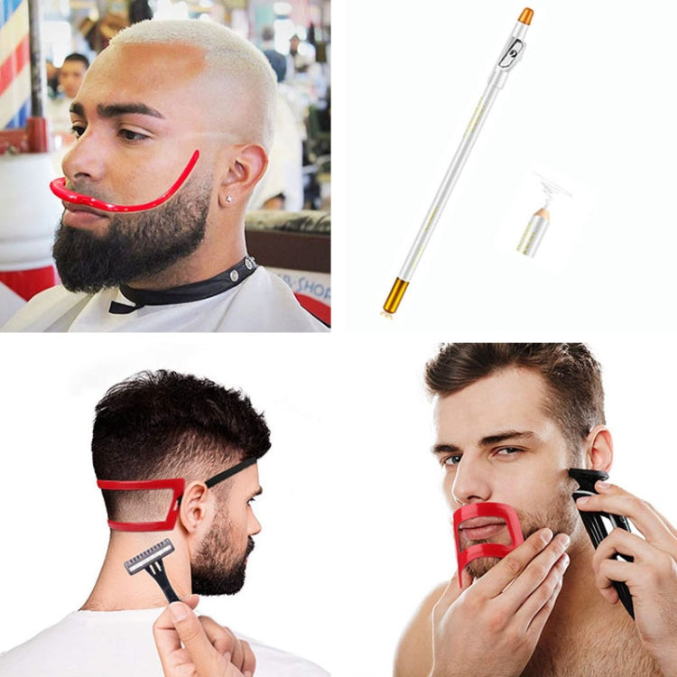 2 Sets Beard Styling Board Shaving Barber Tools, Style: Shape Ruler+Pen by bashfashion