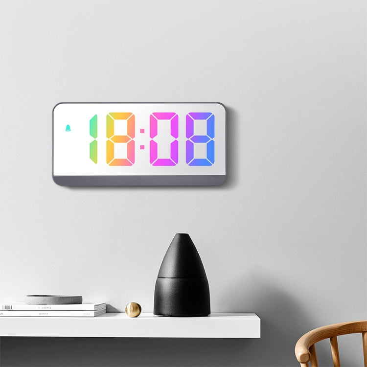 Colorful Fonts LED Electronic Alarm Clock Large Screen Clock(8009D Gray Shell) by bashfashion