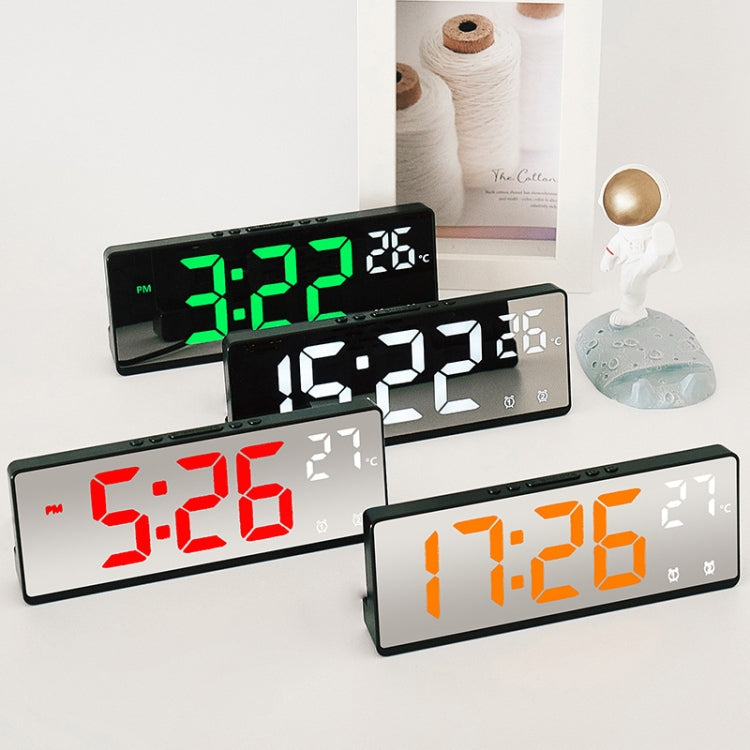 6631 LED Digital Display Multifunctional Electronic Clock Desktop Temperature Mirror Alarm Clock(White Light) by bashfashion