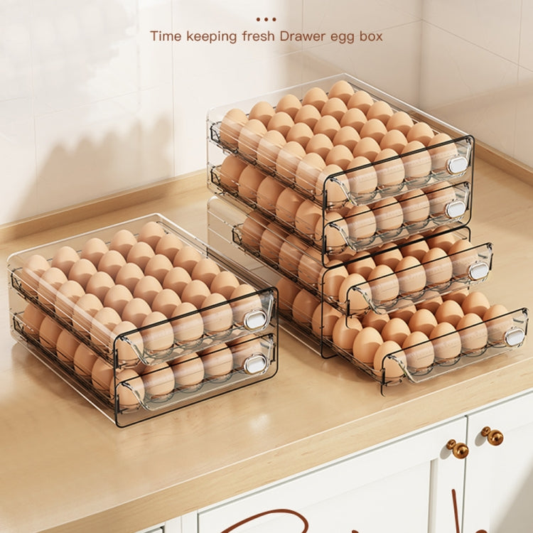 Large Double Layer 40 Grid Cream Color Egg Storage Box PET Transparent Multi-Specification Egg Box by bashfashion
