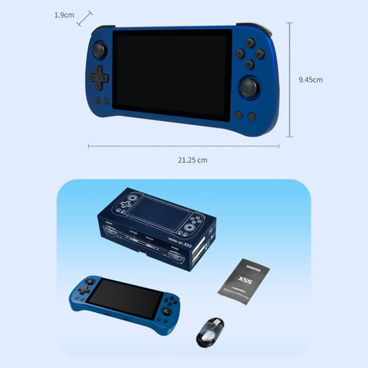 POWKIDDY X55 Game Console 5.5 Inch 1280 X 720 IPS Screen RK3566 Linux System Open-Source Retro Video Player 16GB+64GB(Black) by POWKIDDY