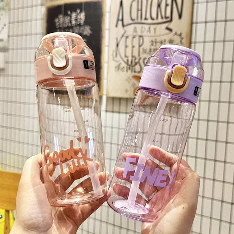 Student Portable Bouncing Straw Large Capacity Drop Resistant Plastic Cups, Style: 800ml Green by bashfashion