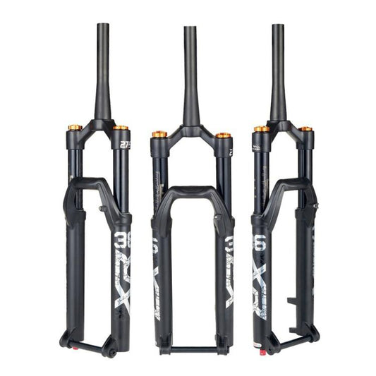 KRSEC XR36 Front Fork Straight Taper Tube Barrel Axle Mountain Bike Wire Damping Forks, Size: 29 inch(Black) by KRSEC