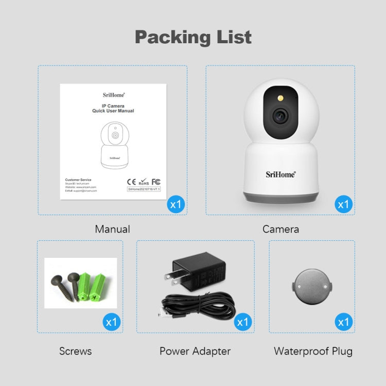 SirHome SH038 5MP QHD 5G WiFi IP Camera, Support Night Color & Motion Detection & Two Way Talk & Human Detection & TF Card, EU Plug by SriHome