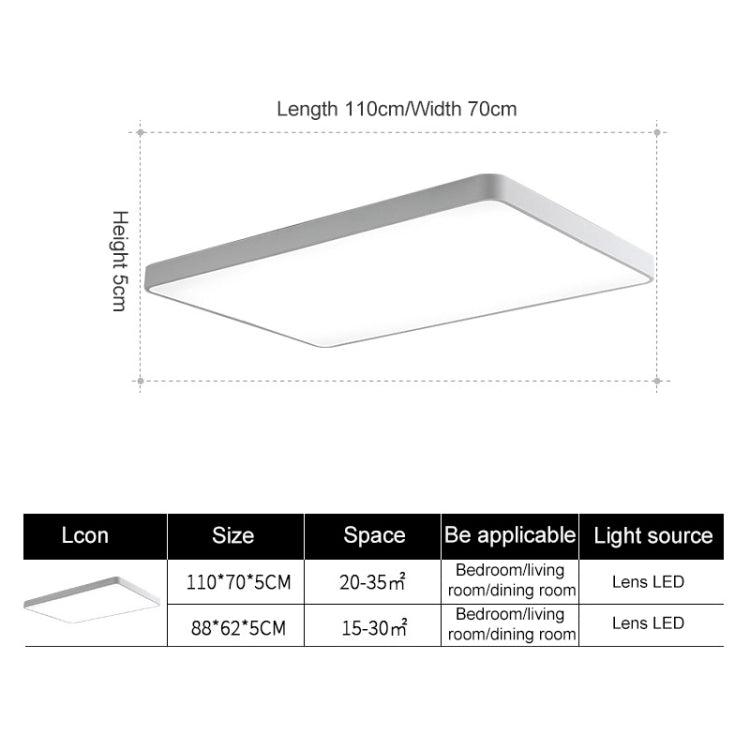 Macaron LED Rectangle Ceiling Lamp, White Light, Size:88x62cm(Green) by bashfashion