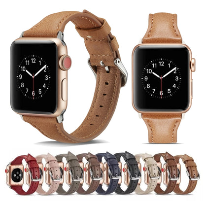 For Apple Watch 5/4 40mm & 3/2/1 38mm Thin Leather Watch Band(Grey) by bashfashion