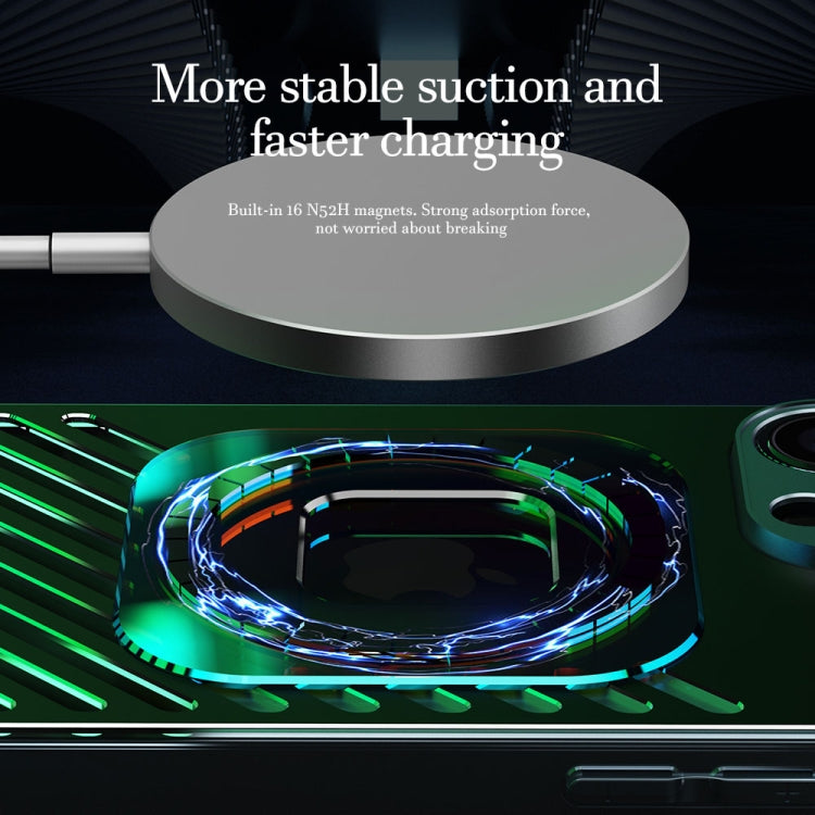 For iPhone 14 Plus R-JUST Square Round Mirror PC+TPU Phone Case(Green) by R-JUST