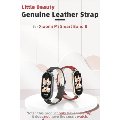 For Xiaomi Smart Band 10 / 9 / 8 Mijobs First Layer Cowhide Watch Band(White Light Gold) by MIJOBS