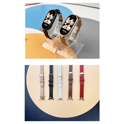 For Xiaomi Smart Band 10 / 9 / 8 Mijobs First Layer Cowhide Watch Band(White Light Gold) by MIJOBS