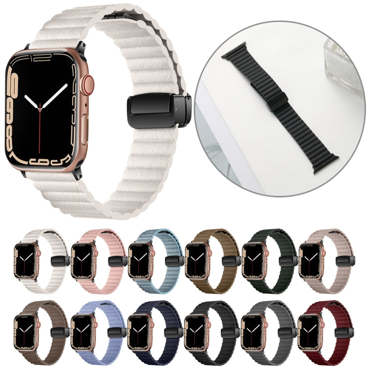 For Apple Watch Ultra 2 49mm Water Ripple Magnetic Folding Buckle Watch Band, Style: Bold Version(Wine Red) by bashfashion