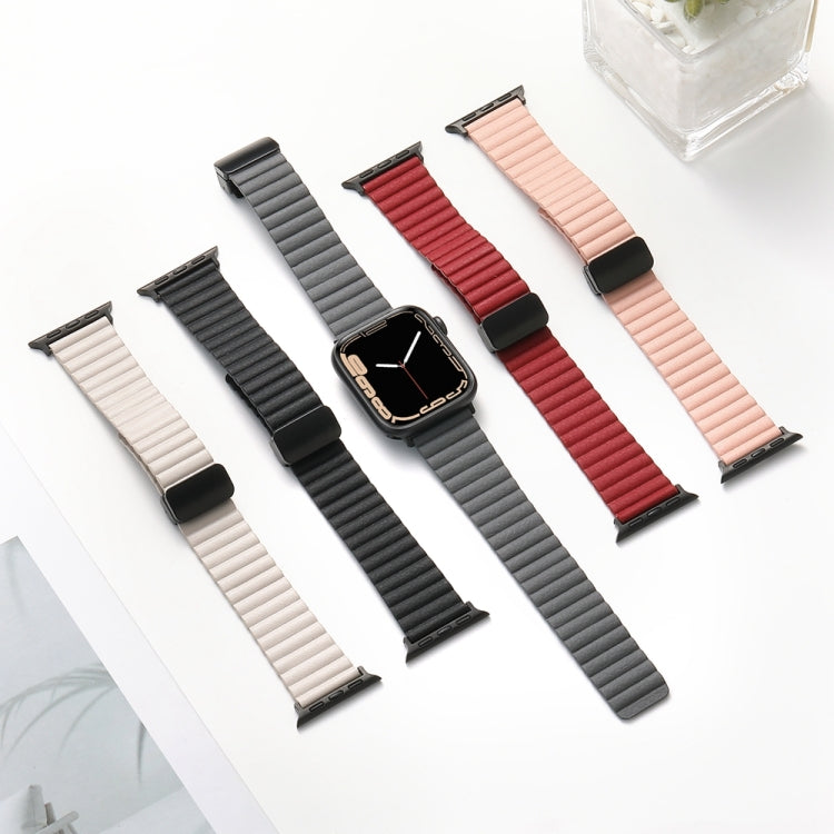For Apple Watch Series 4 40mm Water Ripple Magnetic Folding Buckle Watch Band, Style: Bold Version(Black) by bashfashion