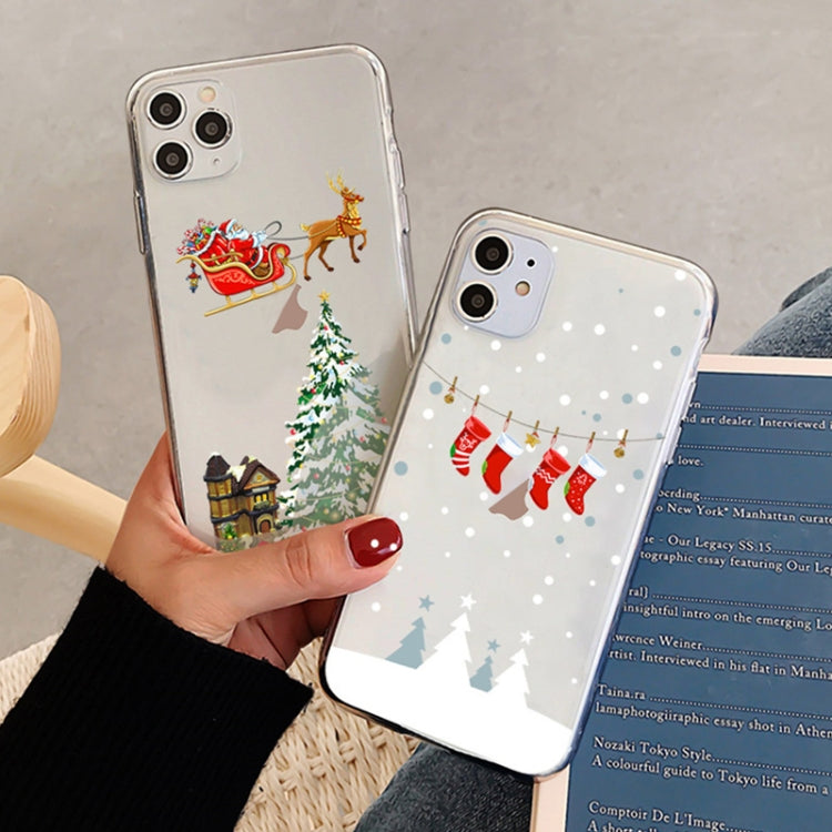 For iPhone 13 mini Christmas Colored Drawing Pattern High Transparent Soft TPU Phone Case(Christmas) by bashfashion