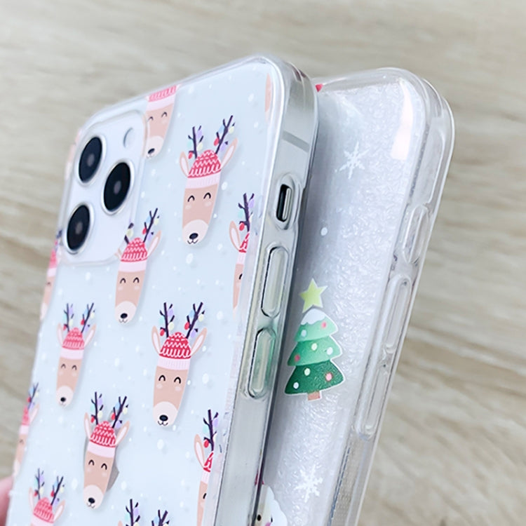For iPhone 13 mini Christmas Colored Drawing Pattern High Transparent Soft TPU Phone Case(Elk) by bashfashion