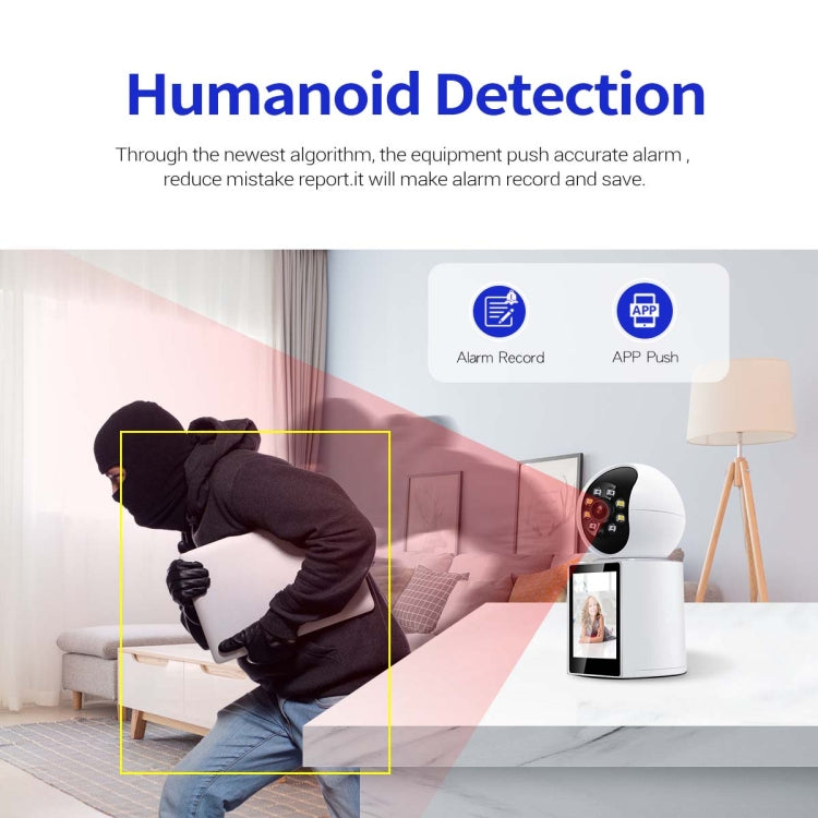ESCAM QF104 One Click Video Call 3MP Indoor Humanoid Detection Audible Alarm Color Night Version Smart WiFi Camera, EU Plug by ESCAM