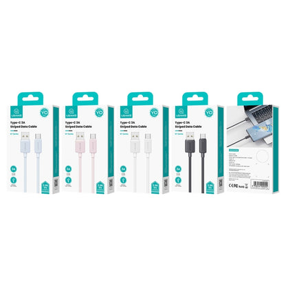 USAMS US-SJ698 USB to USB-C / Type-C 3A Striped Fast Charge Data Cable, Length:3m(Blue) by USAMS