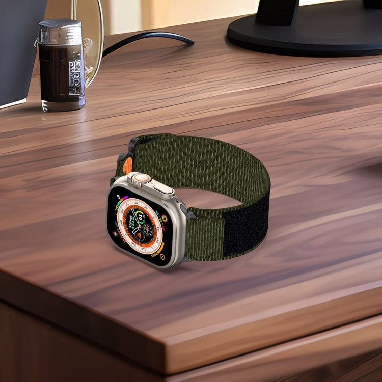 For Apple Watch SE 2022 40mm Nylon Hook And Loop Fastener Watch Band(Army Green) by bashfashion