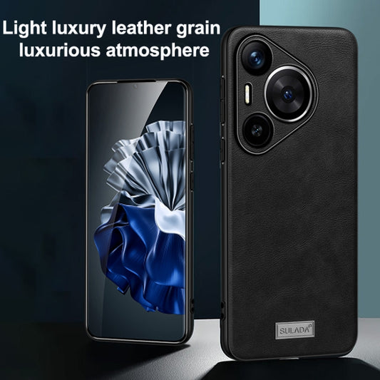 For Huawei nova 13 Pro SULADA Shockproof TPU Hybrid Handmade Leather Phone Case(Black) by SULADA