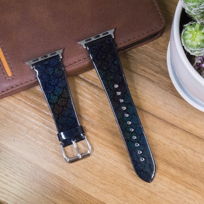 For Apple Watch 5 & 4 40mm / 3 & 2 & 1 38mm Discolor Glitter Fish Scale Texture Watch Band(Black) by bashfashion