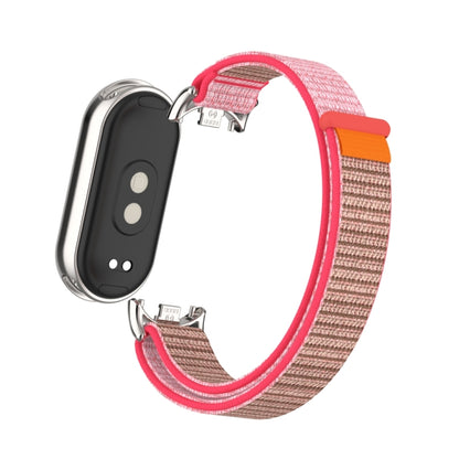 For Xiaomi Smart Band 9 / 8 Metal Connector + Loop Nylon Hook and Loop Fastener Watch Band(Neon Color) by bashfashion
