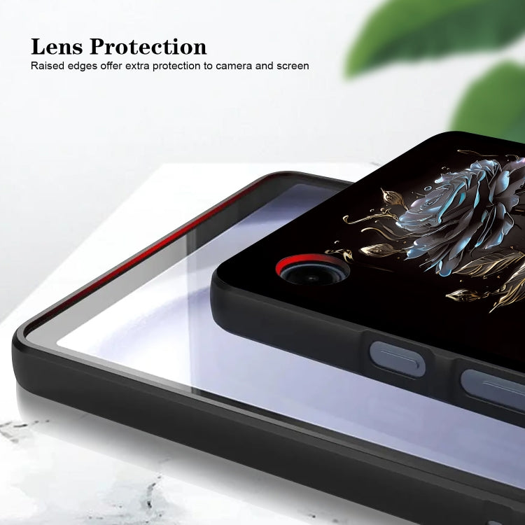 For Samsung Galaxy Tab S9 / S9 FE Color Painting Pattern Smart Tablet TPU Case(Black Rose) by bashfashion