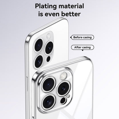 For iPhone 16 Pro Max SULADA Electroplated Clear TPU Soft Frame Phone Case with Wrist Strap(Black) by SULADA