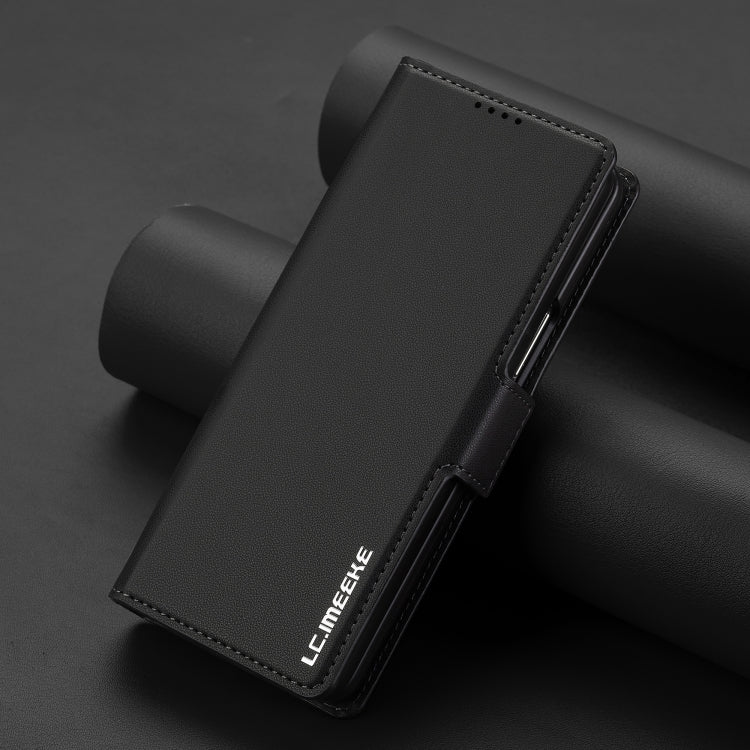 For Samsung Galaxy Z Fold6 LC.IMEEKE L1 Series Frosted Fine Texture PU Phone Case with Pen Slot, Pen Not Included(Black) by LC.IMEEKE