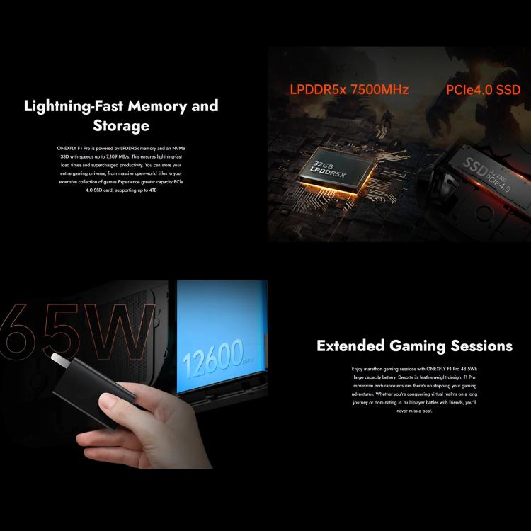 ONE-NETBOOK OneXPlayer F1 Pro 7 inch Handheld Game Console, 32GB+1TB, Windows 11 AMD Ryzen 7 8840U(UK Plug) by ONE-NETBOOK
