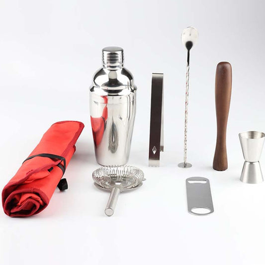 8 in 1 Stainless Steel Wine Cocktail Shaker Tools Set with Cloth Bag, Capacity: 800/600ml by bashfashion