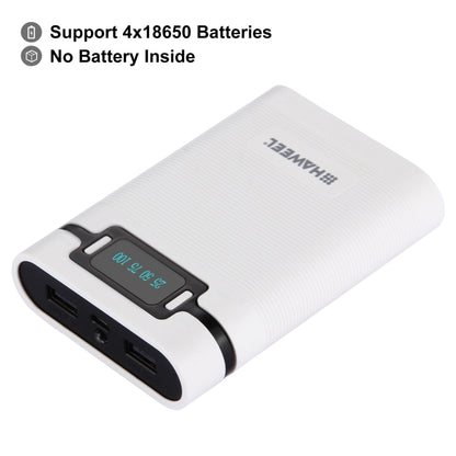 HAWEEL DIY 4 x 18650 Battery (Not Included) 10000mAh Power Bank Shell Box with 2 x USB Output & Display for iPhone, Galaxy, Sony, HTC, Google, Huawei, Xiaomi, Lenovo and other Smartphones(White) by HAWEEL