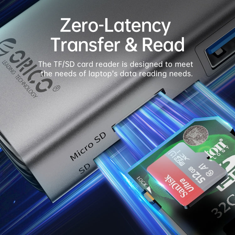 ORICO PW11-8PM Type-C / USB-C 8-in-1 5Gbps Multifunction Docking Station Card Reader (Silver) by ORICO