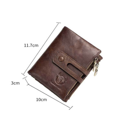 BULL CAPTAIN 021 Leather Men Vertical Wallet Short Multi-Function Wallet(Brown) by BULL CAPTAIN