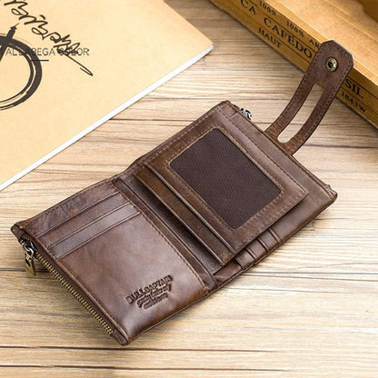 BULL CAPTAIN 021 Leather Men Vertical Wallet Short Multi-Function Wallet(Brown) by BULL CAPTAIN