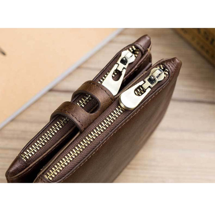 BULL CAPTAIN 021 Leather Men Vertical Wallet Short Multi-Function Wallet(Brown) by BULL CAPTAIN