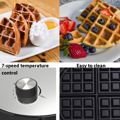 1000W Waffle Maker Breakfast Bread Maker Sandwich Maker Temperature Adjustable Electric Baking Pan(EU Plug) by bashfashion