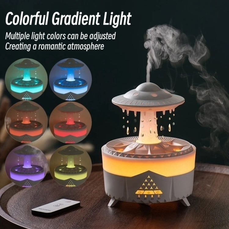 UFO Water Drop Aromatherapy Humidifier Desktop Remote Control Diffuser, Plug: UK Plug(Wood Grain) by bashfashion