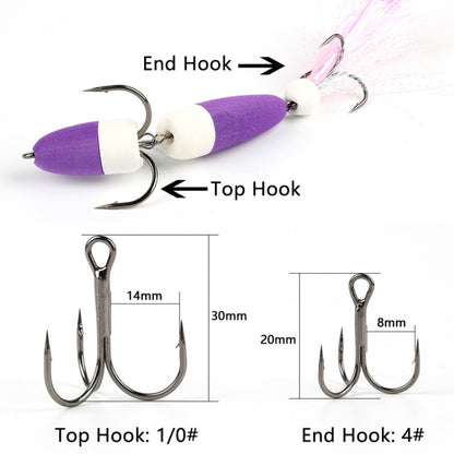 W.P.E PMG-M Foam Hook Soft Worm Bait Three Anchor Hook Fake Lures, Size: M(44) by W.P.E