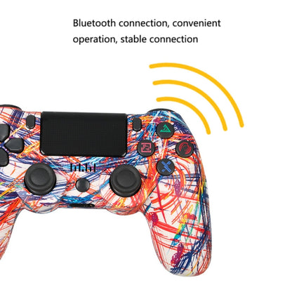 For PS4 Wireless Bluetooth Game Controller With Light Strip Dual Vibration Game Handle(Blue) by bashfashion