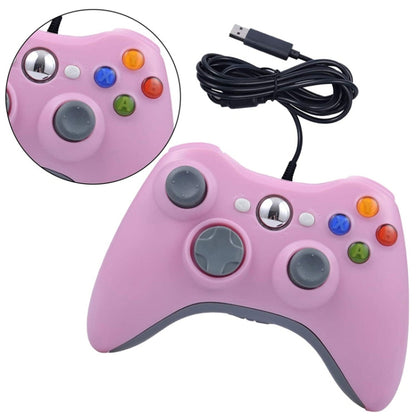 For XBOX 360 Console And PC USB Dual Vibration Wired Gamepad(Pink) by bashfashion