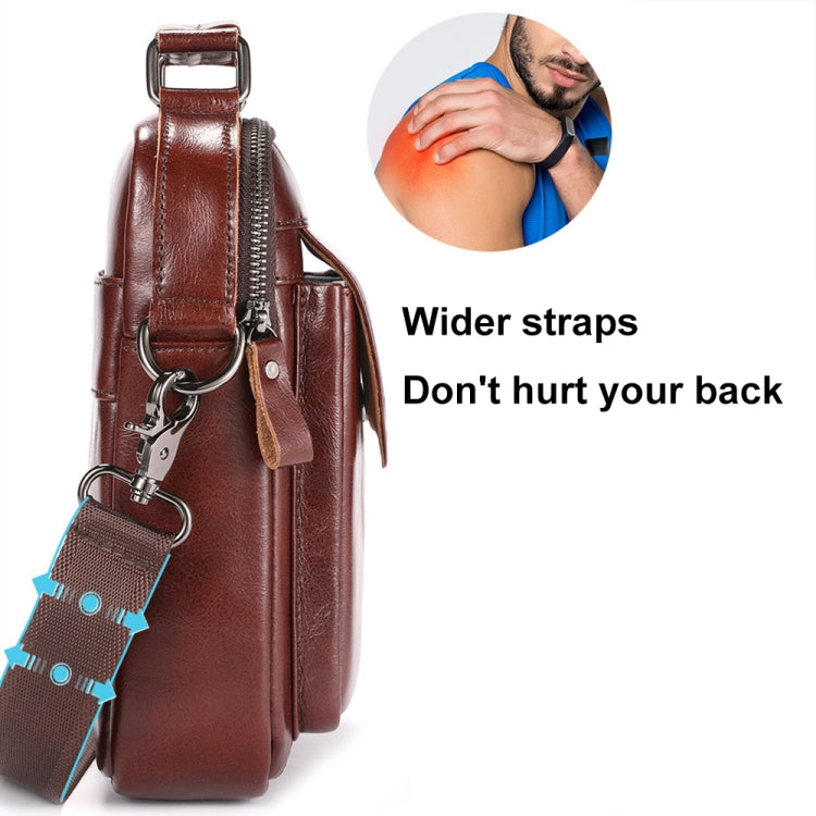 BULL CAPTAIN 049 Large-capacity First-layer Cowhide Retro Single-shoulder Crossbody Bag(Coffee) by BULL CAPTAIN