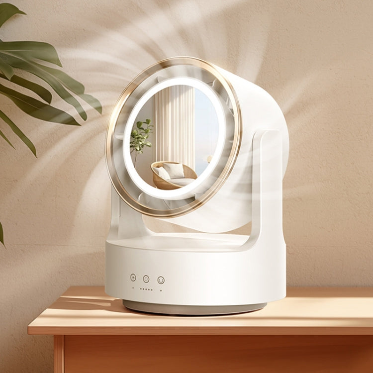 3 In 1 Multifunctional Desktop Fan with LED Light Cosmetic Mirror USB Plug Non-Oscillating by bashfashion