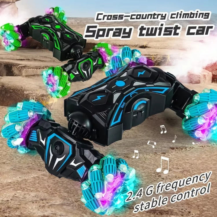 2.4G Spray RC Car Gesture Sensor Music Lights Twist Stunt Drift Car Double Side Driving Buggy Toy, Color: Handle RC Green by bashfashion